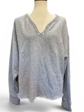 Girls' Gray V-Neck Snap-Detail Sweatshirt #481